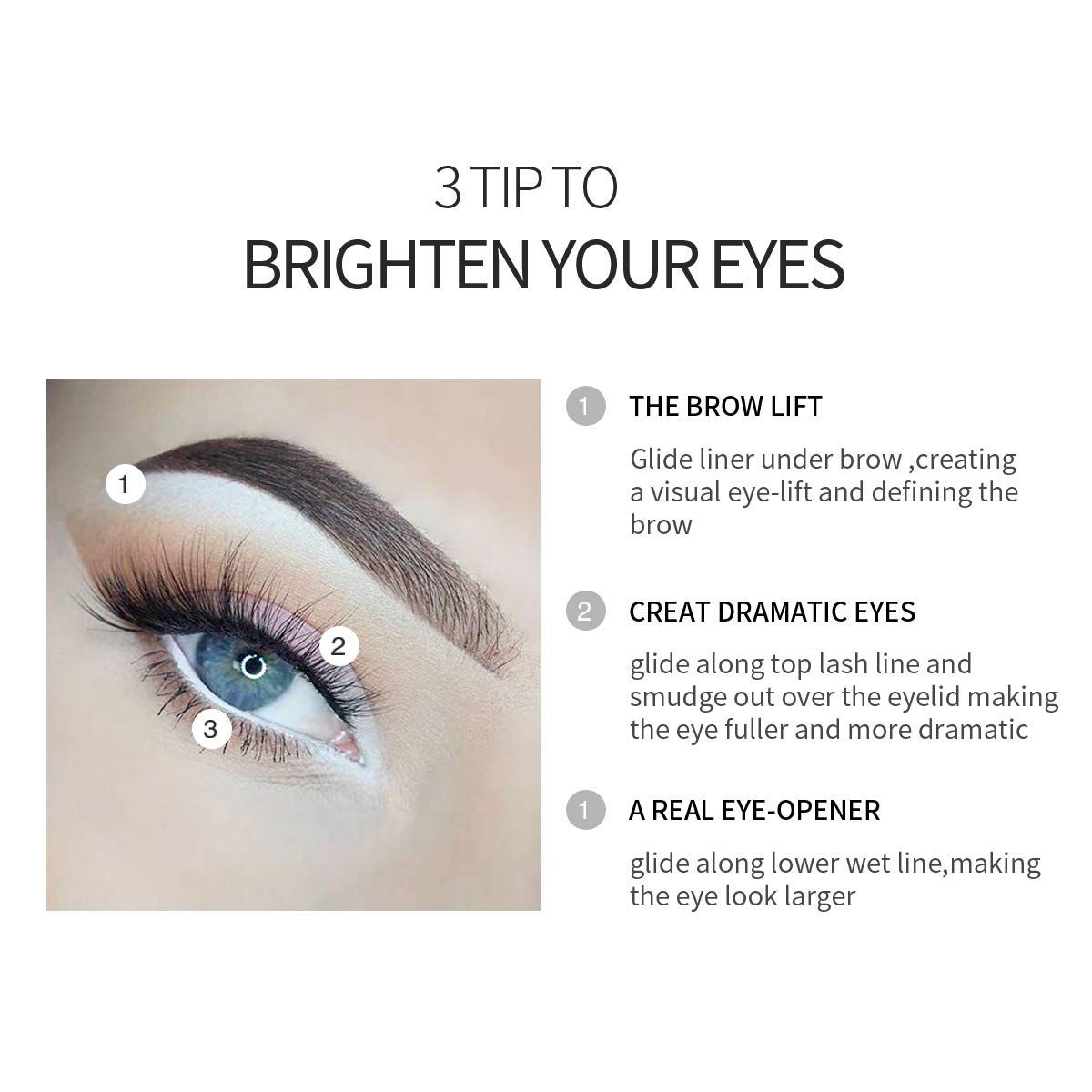 Fashionwu crayon yeux blanc – application douce pour un tracé précis.