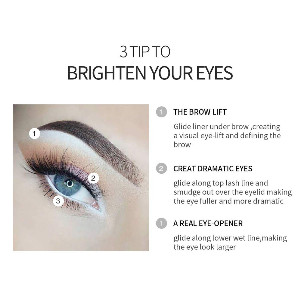 Fashionwu crayon yeux blanc – application douce pour un tracé précis.