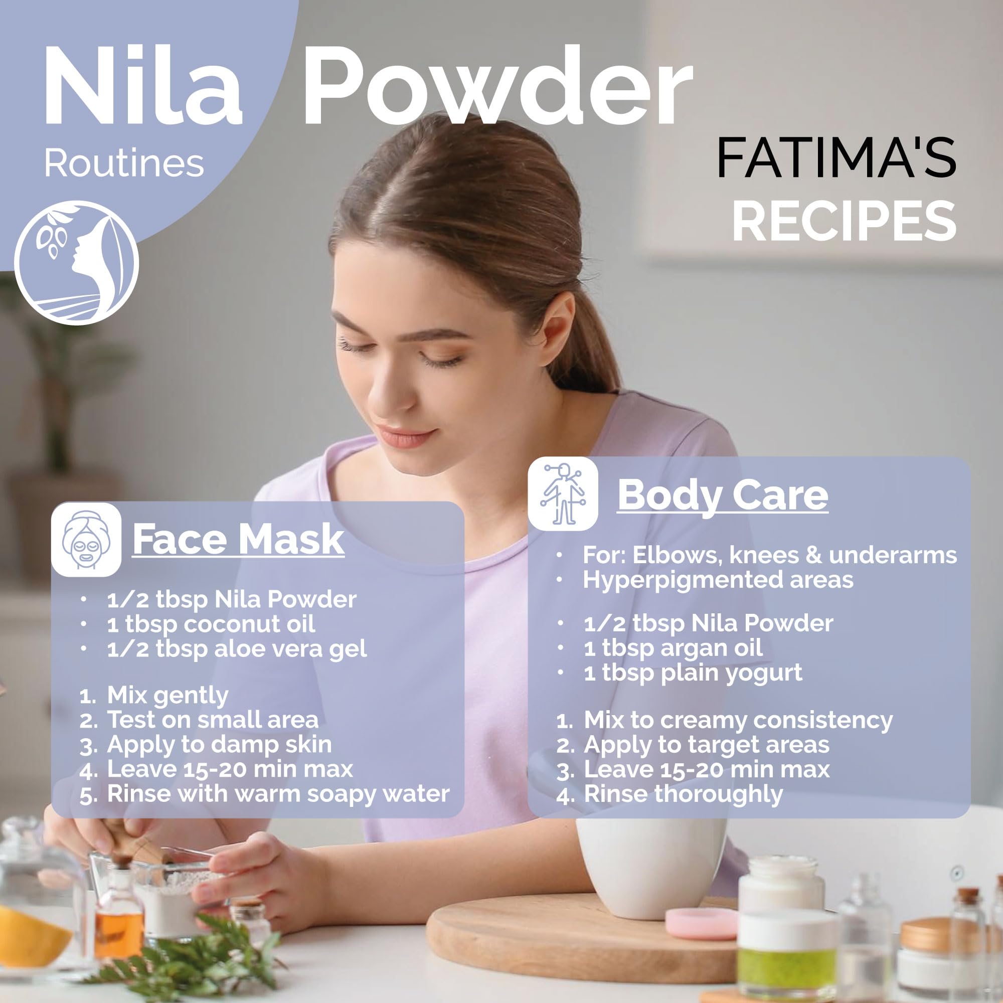 Ingrédient beauté bio Nila Fatima's Garden, base naturelle pour soins.