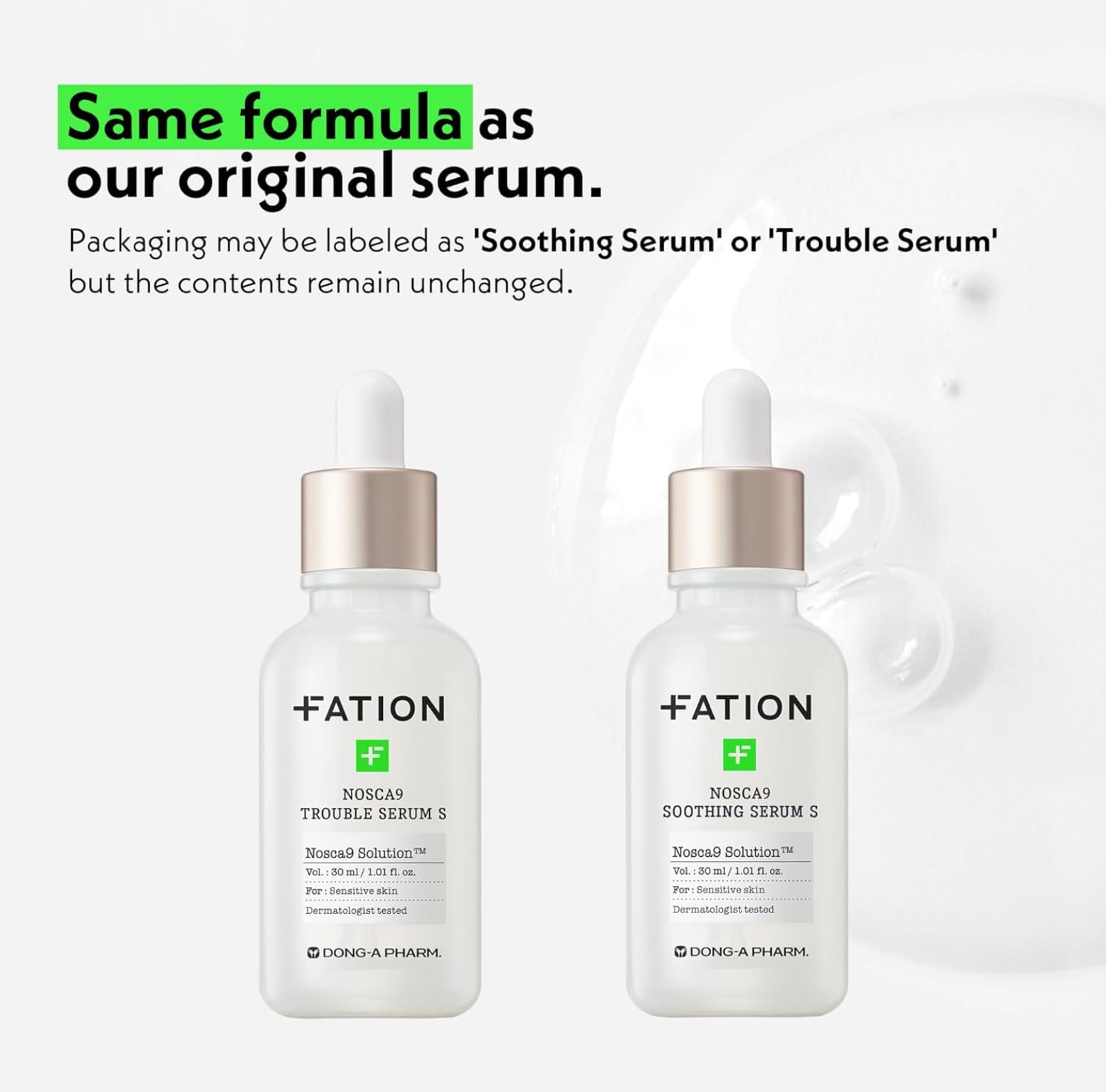 Fation NOSCA9 sérum centella asiatica extrait pour peau lumineuse