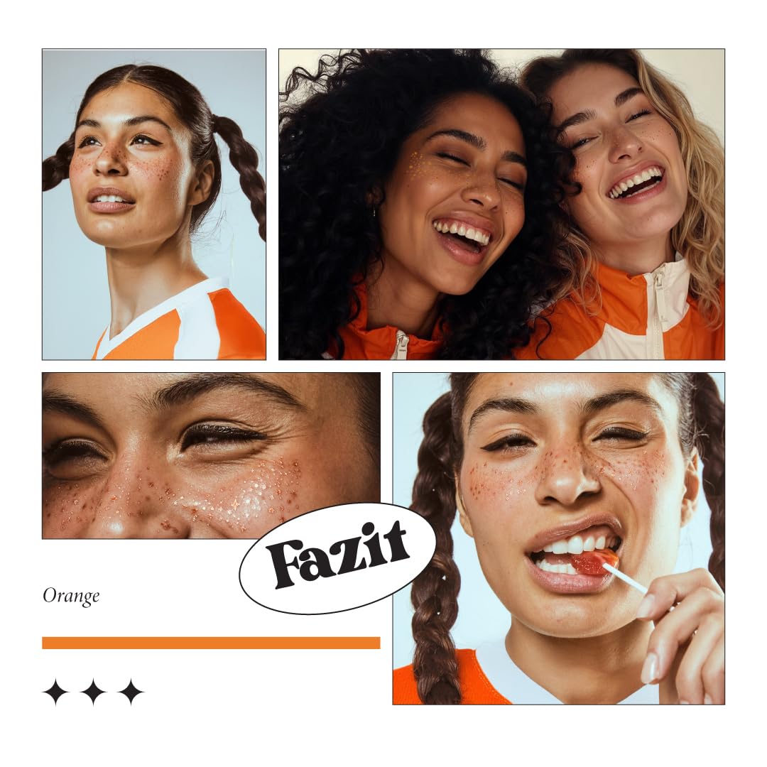 Patch Fazit paillettes orange sur le cou, effet subtil et lumineux