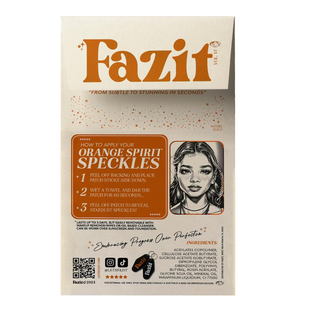 Patch Fazit paillettes orange sur le front, effet lumineux immédiat