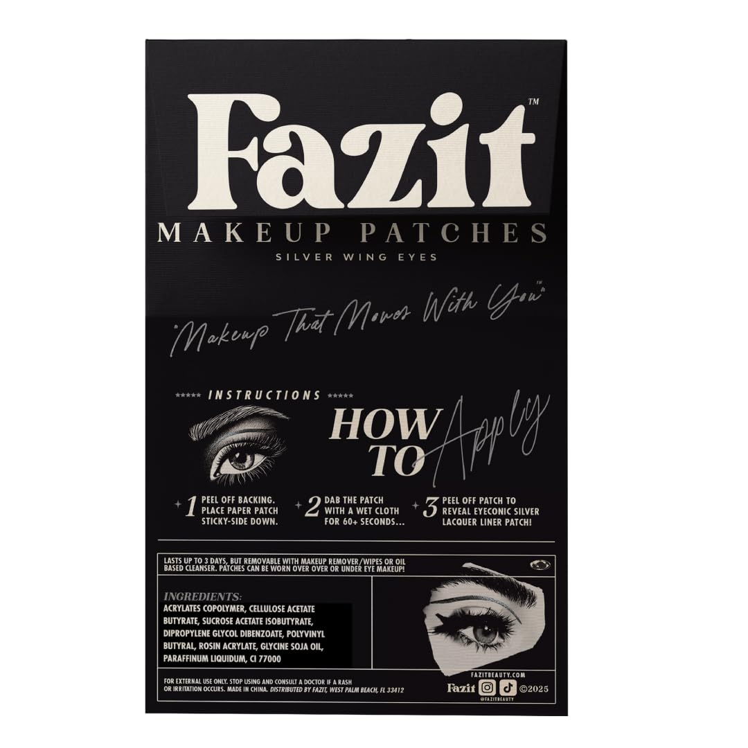 Patch Fazit argentées – démonstration d’application sur la paupière.