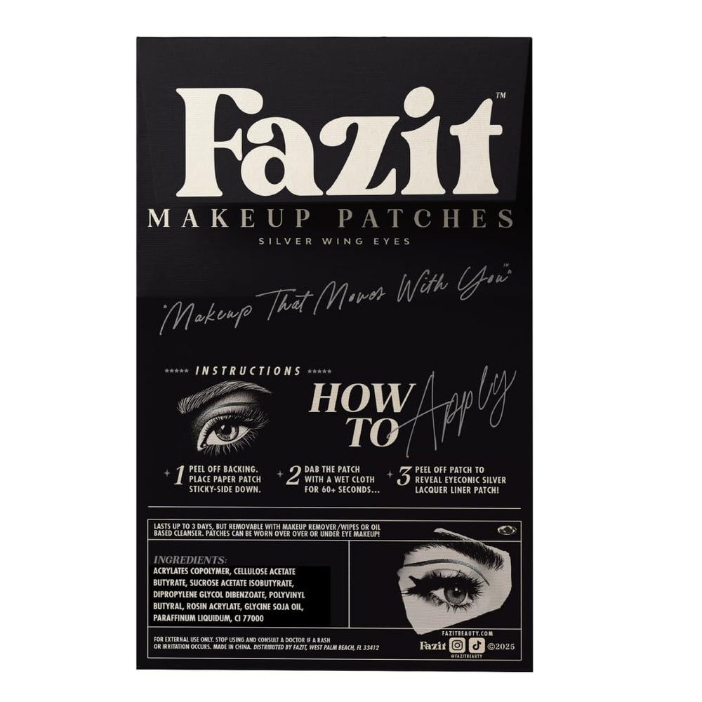 Patch Fazit argentées – démonstration d’application sur la paupière.