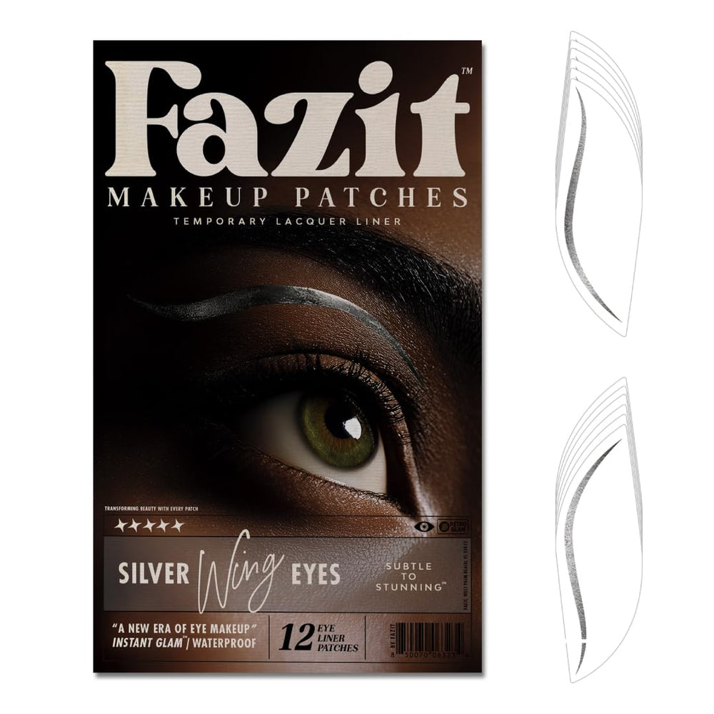 Patch Fazit argentées – gros plan sur le regard, tenue longue durée.