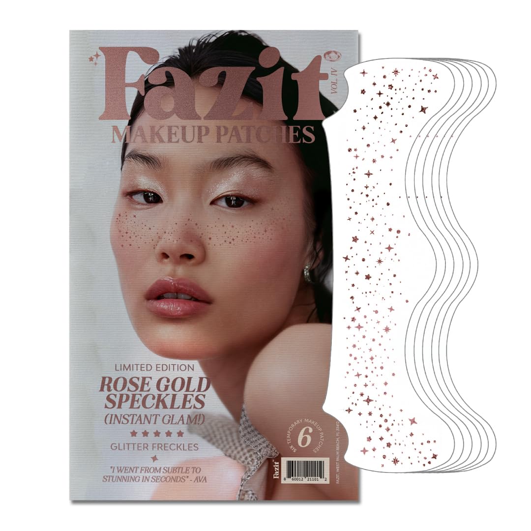 Patch Fazit maquillage paillettes rose doré sur le visage pour un éclat discret