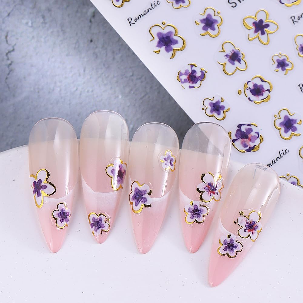 FBABFBUO autocollants ongles cœur plante perle, style romantique et tendance.