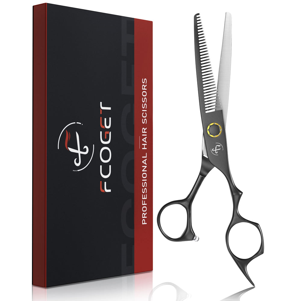 Fcoget ciseaux d’amincissement avec lames 440C ultra affûtées pour une coupe précise.