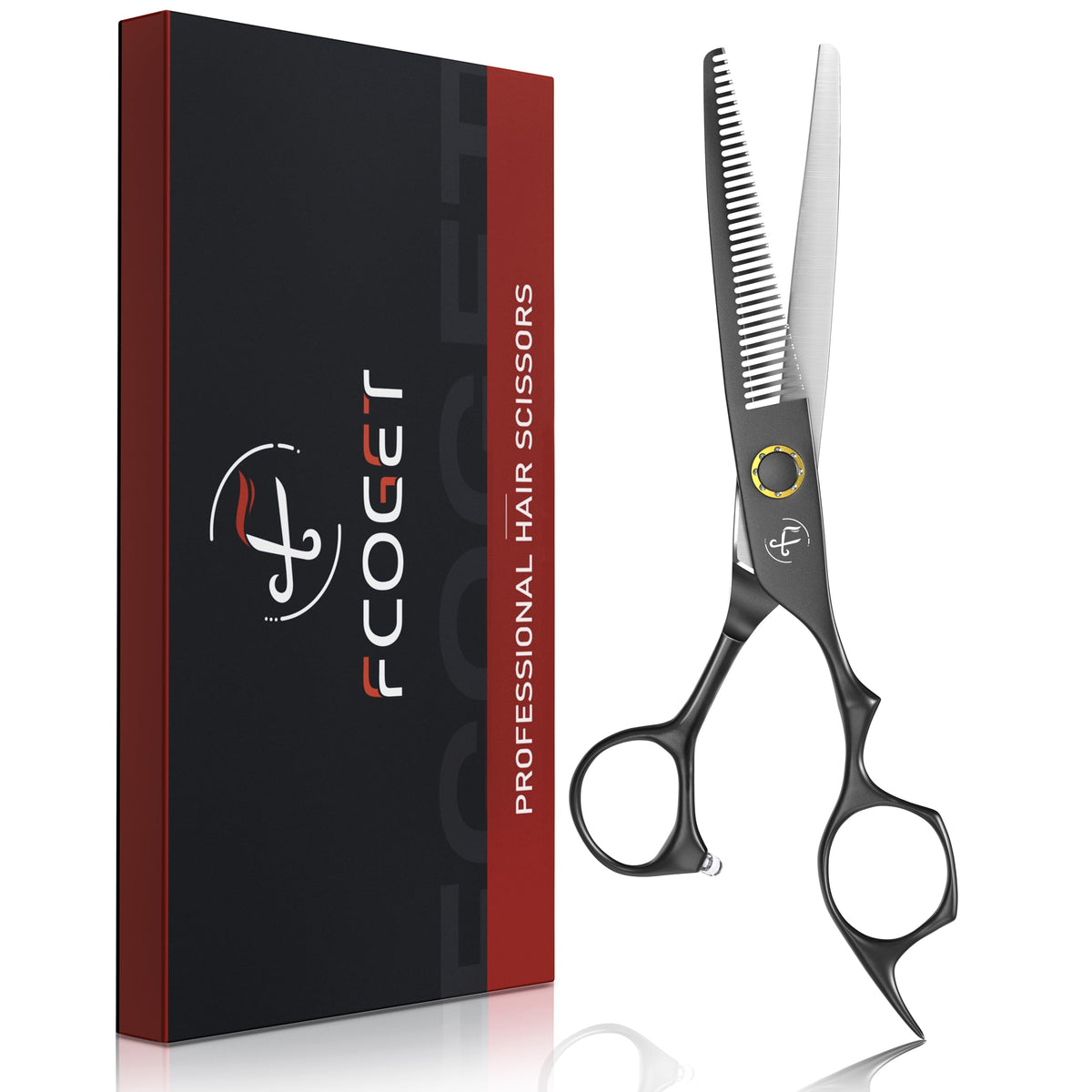 Fcoget ciseaux d’amincissement avec lames 440C ultra affûtées pour une coupe précise.
