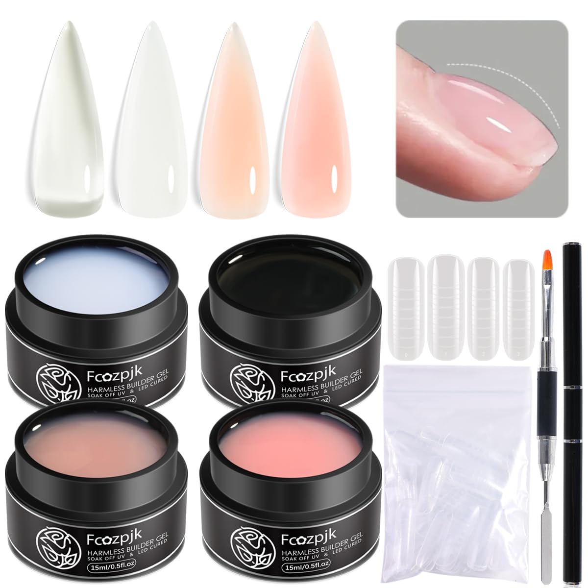 Fcozpjk kit gel de construction, 4 couleurs, manucure polyvalente.