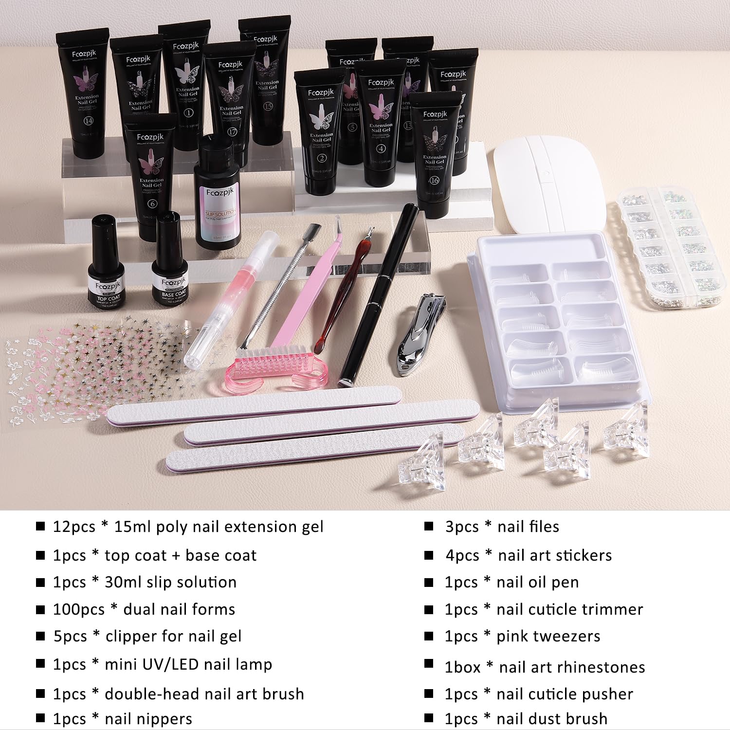 Gel poly couleur solide rose Fcozpjk, finition lisse et naturelle.