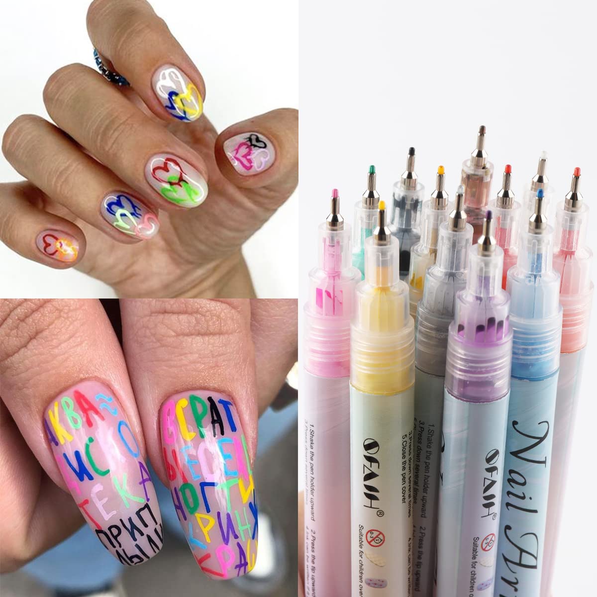 Kit Fcozpjk dessin ongle couleurs vibrantes pour styles variés.