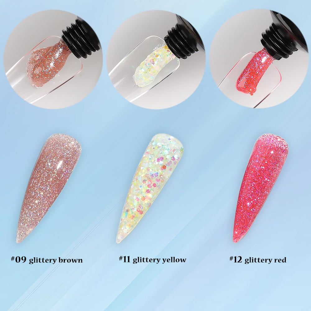 Gel poly glitter jaune irisé pour accents lumineux et design joyeux