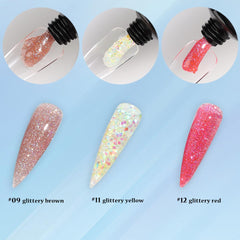 Gel poly glitter jaune irisé pour accents lumineux et design joyeux