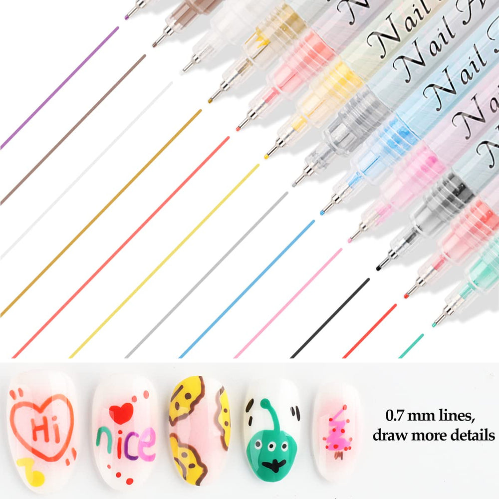 Marqueur Fcozpjk dessin sur ongles, lignes fines pour motifs délicats.