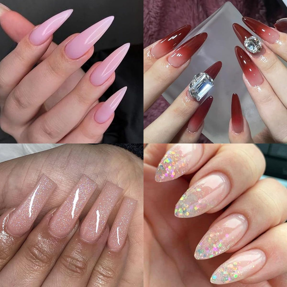 Fcozpjk poly gel glitter 4 enables easy at-home extensions