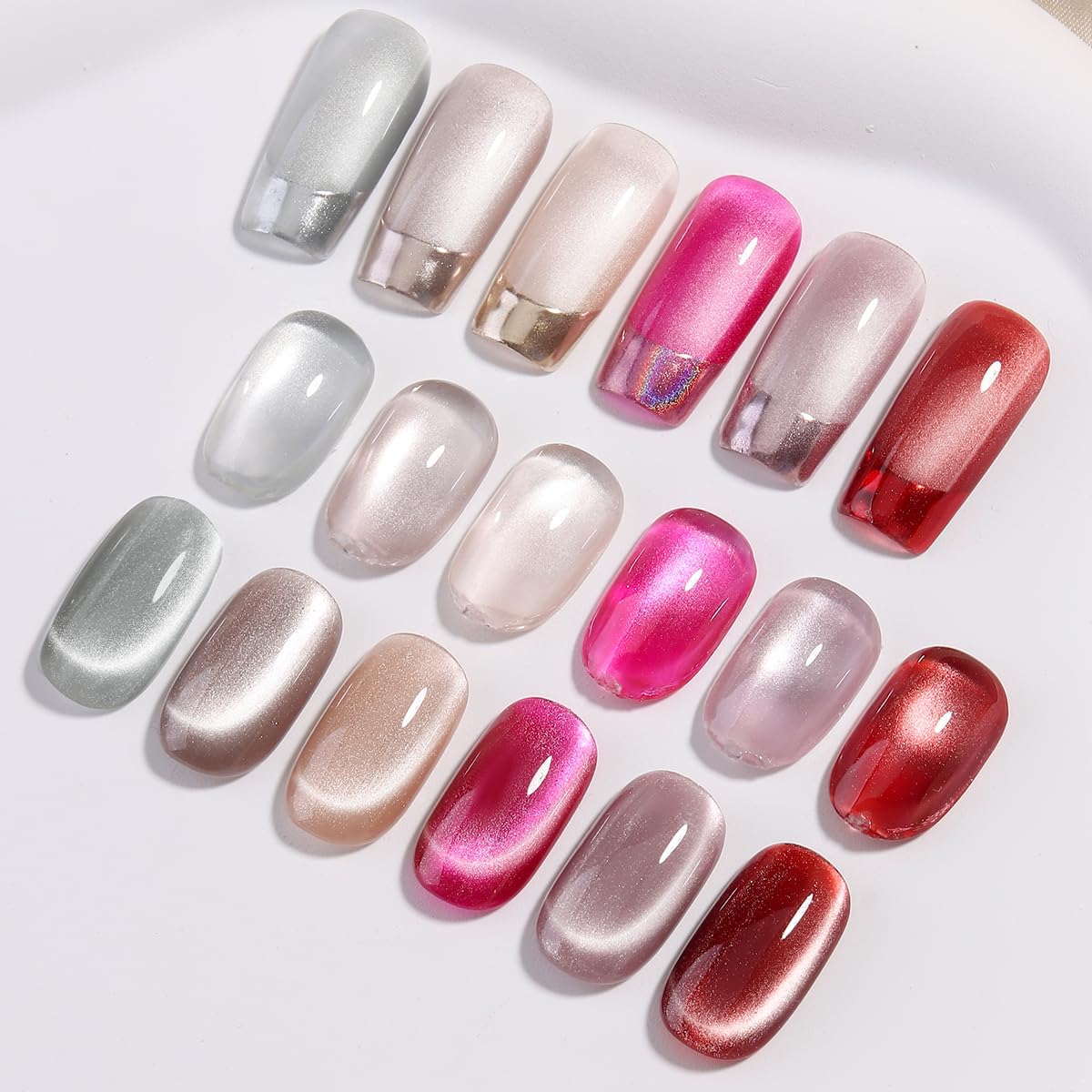 Fcozpjk Cat Eye Effet Verre — reflet scintillant sur les ongles