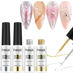 Fcozpjk vernis liner or metallique avec effet miroir sur ongles.