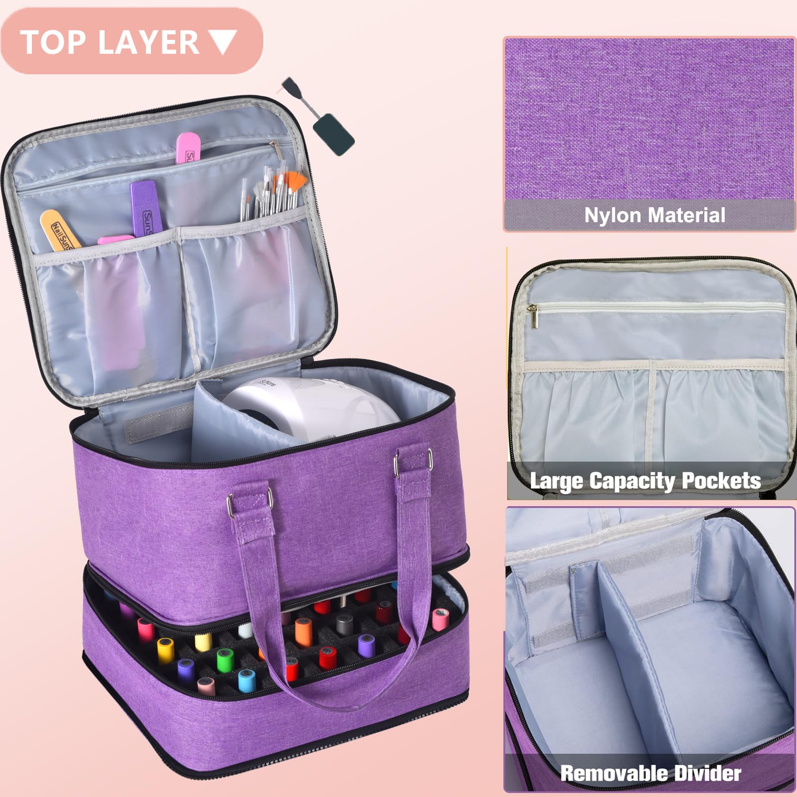 FCQQYWZ grand-organisateur-vernis-ongles, lampe UV intégrée pour des retouches rapides.