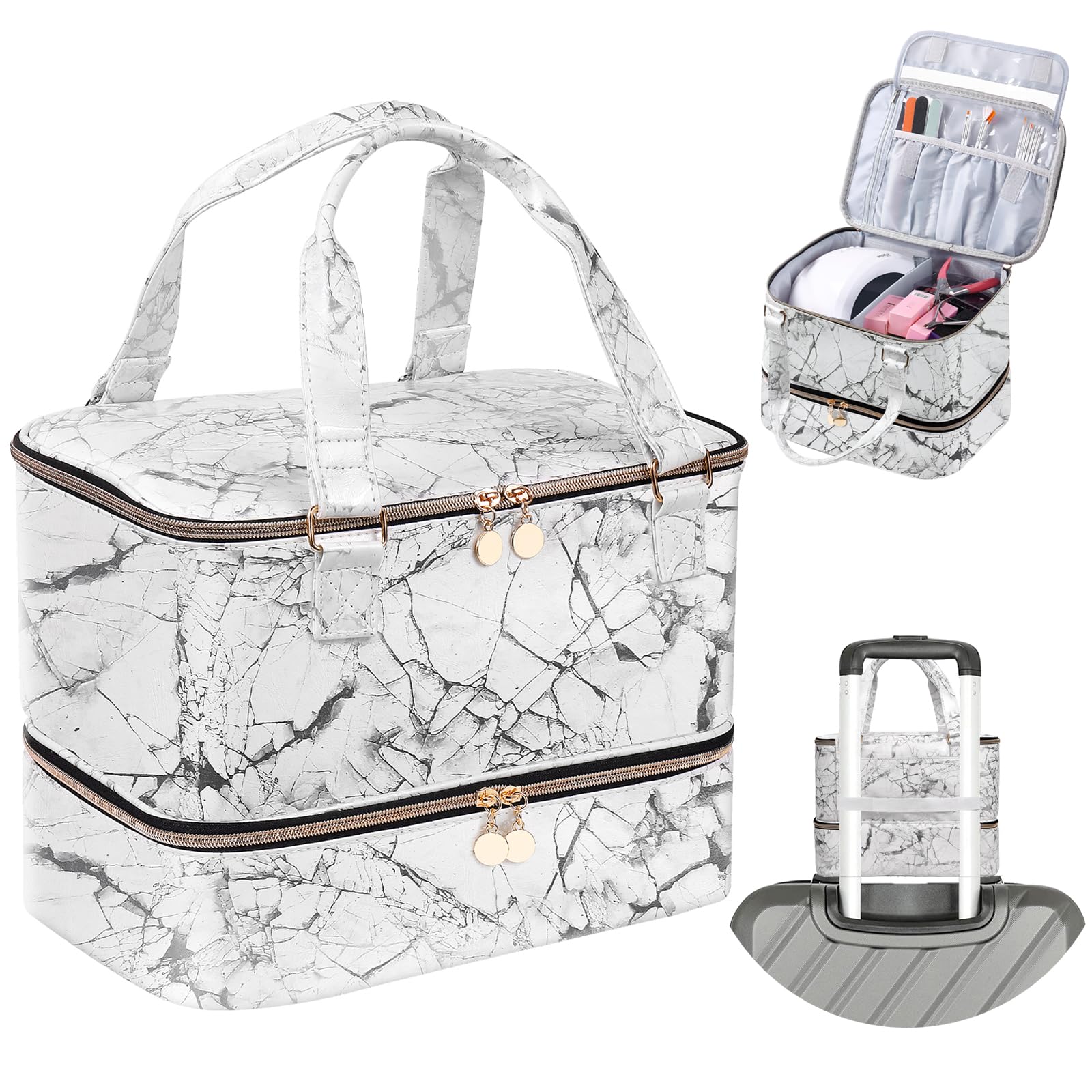 FCQQYWZ Organisateur vernis 40 bouteilles et lampe, rangement pratique pour manucure.