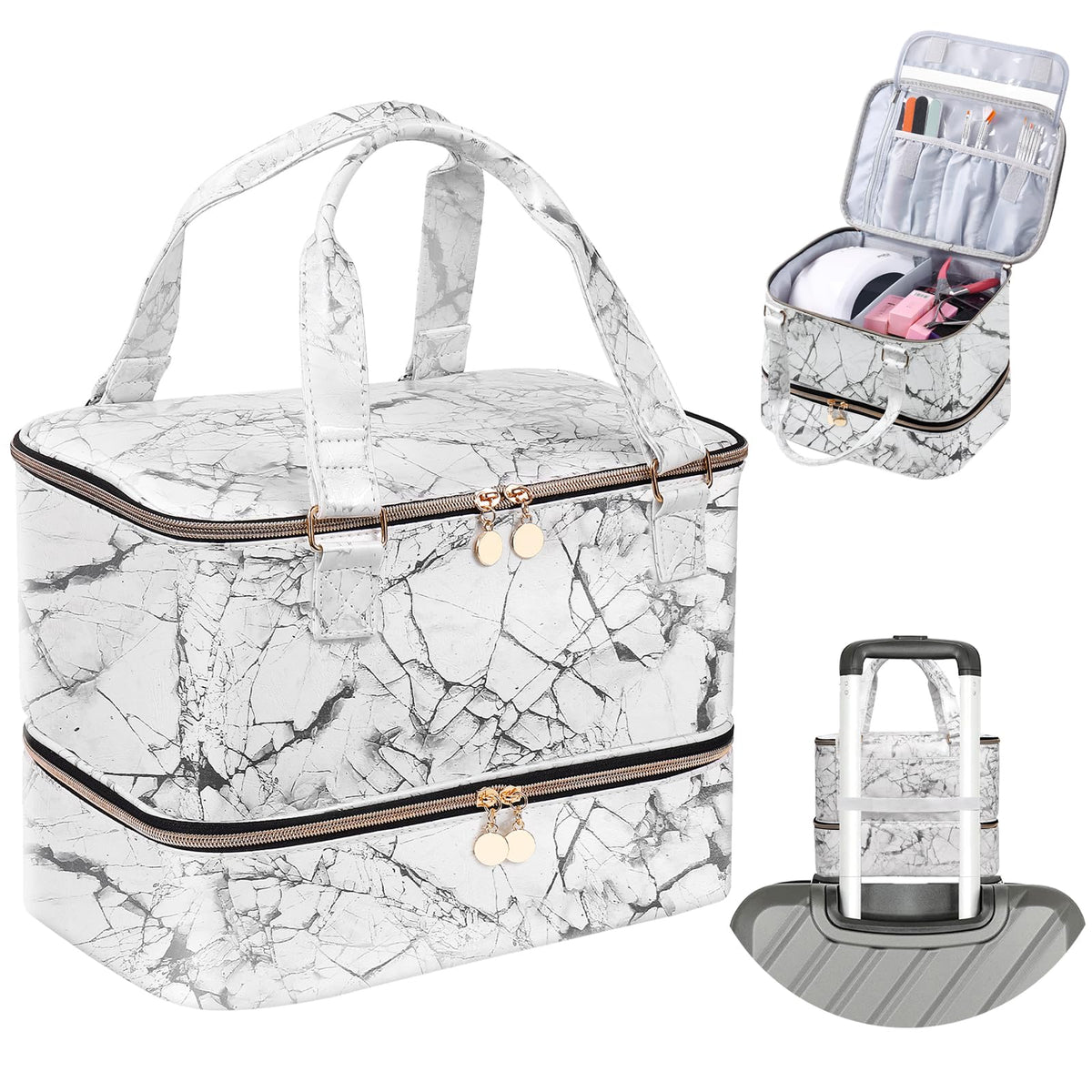 FCQQYWZ Organisateur vernis 40 bouteilles et lampe, rangement pratique pour manucure.