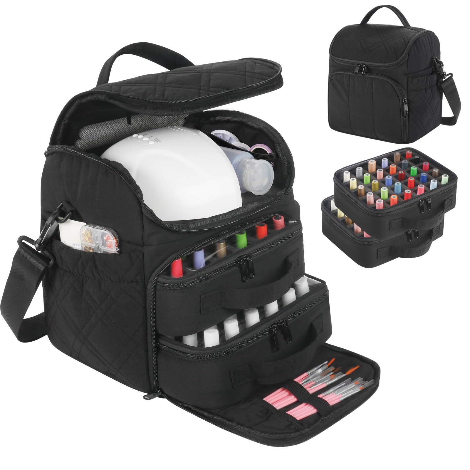FCQQYWZ Organisateur vernis: 60 flacons et lampe intégrée pour déplacements.