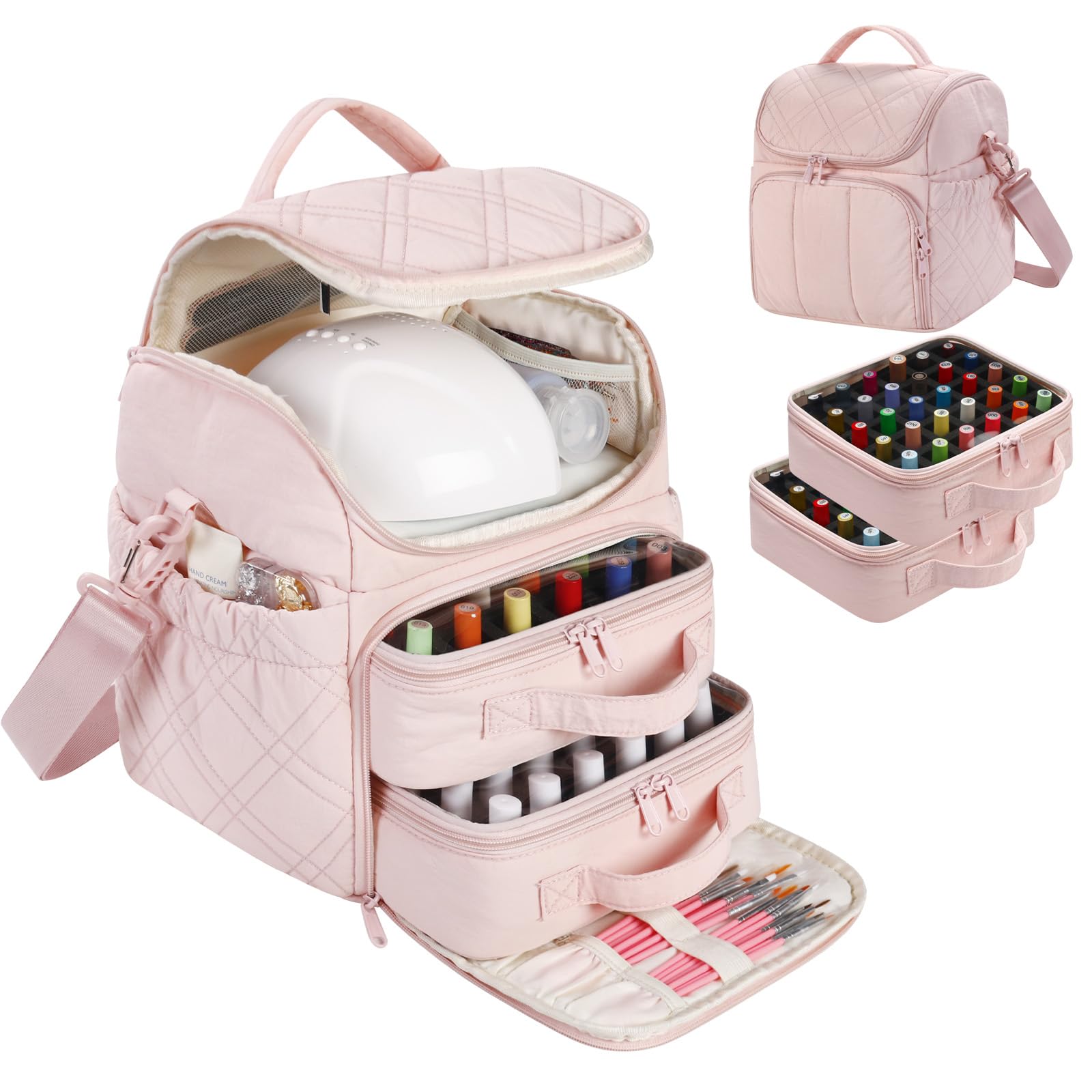 FCQQYWZ Organiseur vernis 60 bouteilles et lampe intégré, pratique en déplacement.