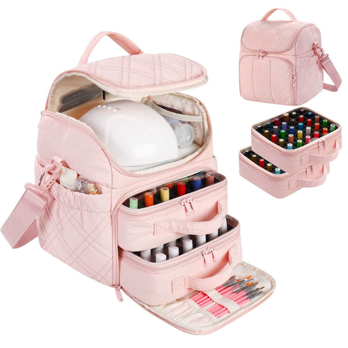 FCQQYWZ Organiseur vernis 60 bouteilles et lampe intégré, pratique en déplacement.
