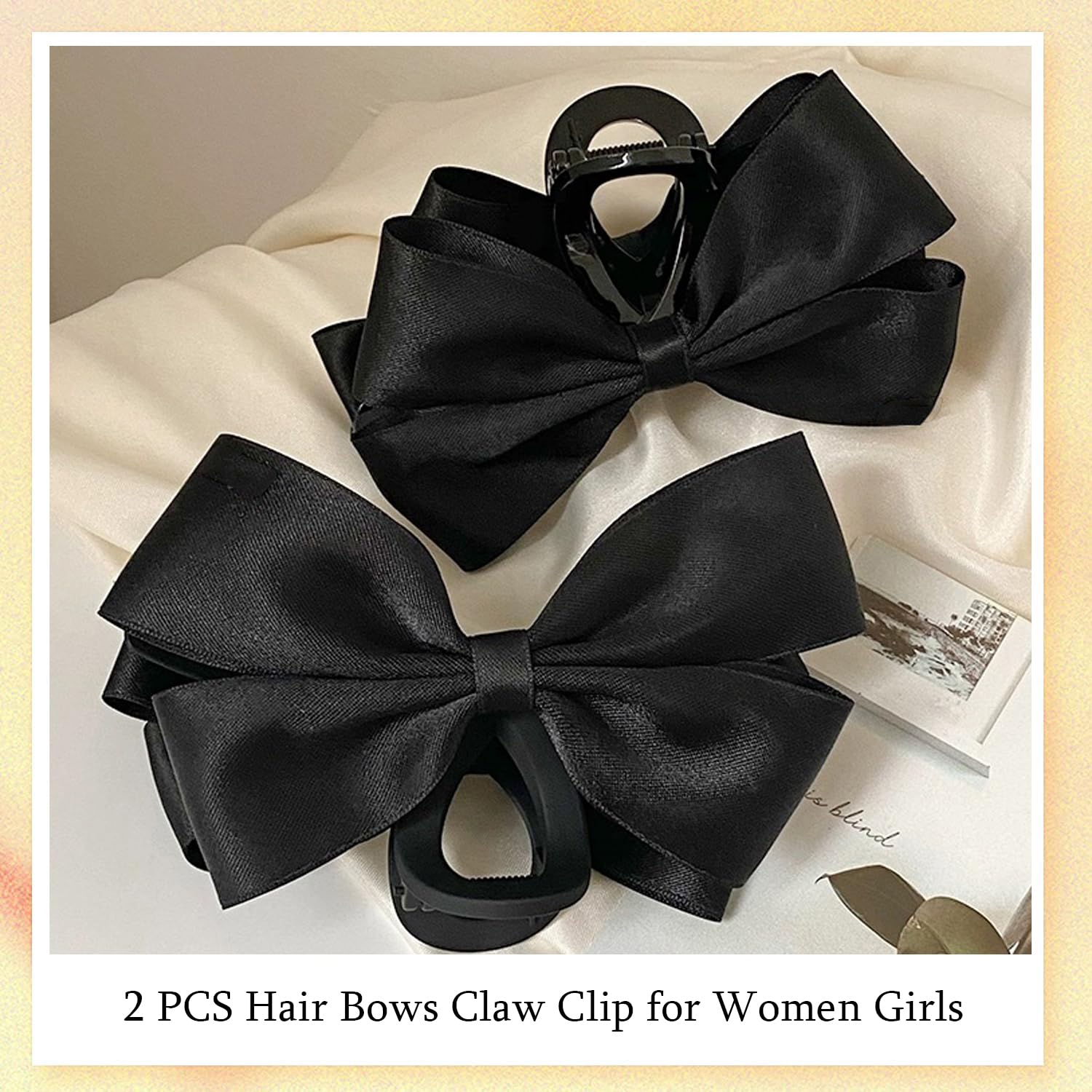 Pinces-cheveux nœud grand-format FDBJulyy noir brillant maintiennent les cheveux épais.