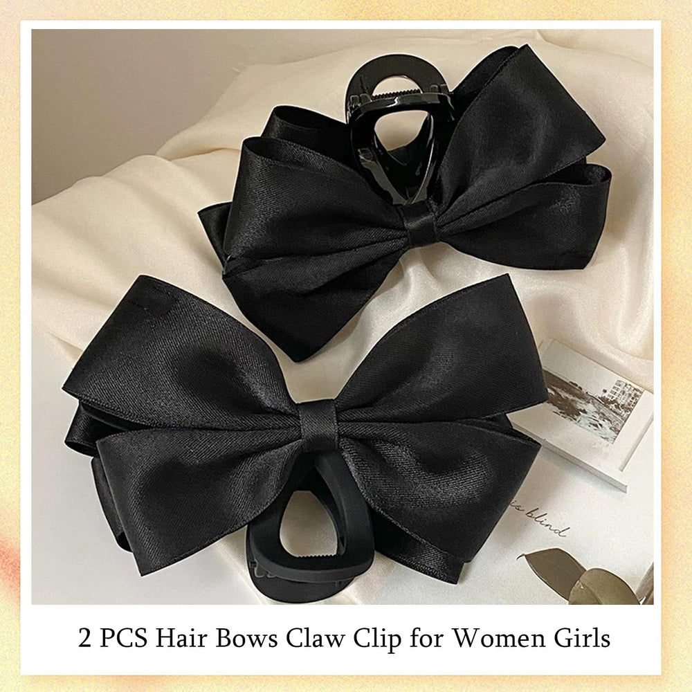 Pinces-cheveux nœud grand-format FDBJulyy noir brillant maintiennent les cheveux épais.