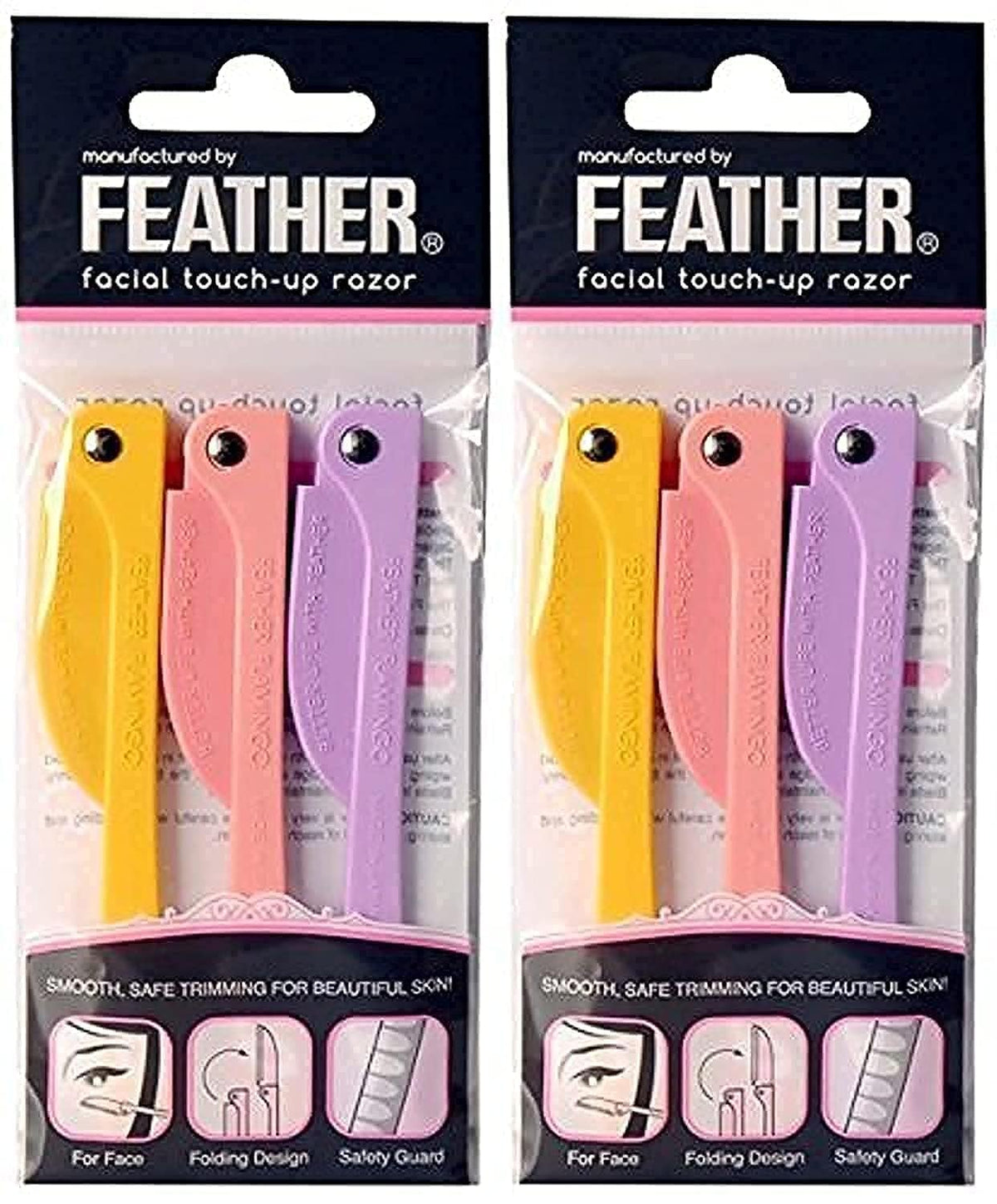 Rasoir Feather Flamingos pour retouche visage, précision douce pour poils fins.