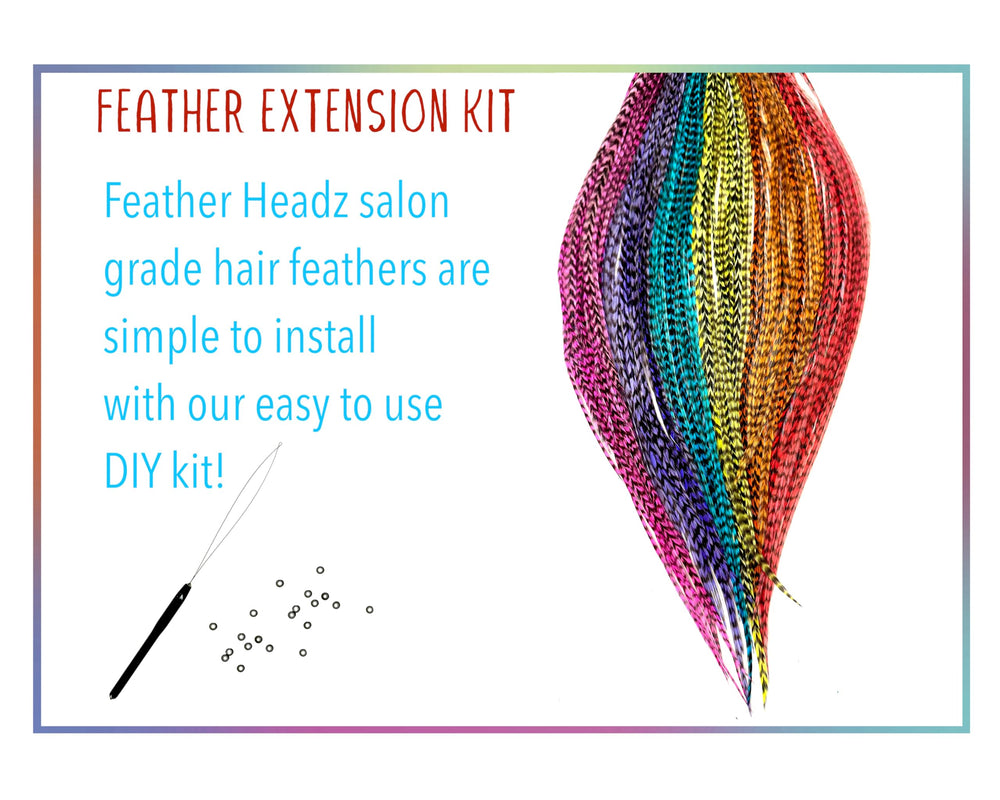 Feather Headz plumes réelles de coq pour extensions durables et esthétiques.