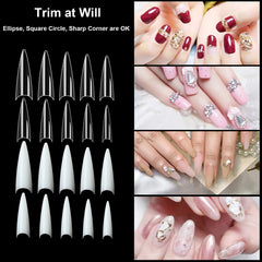 FEBSNOW surface brillante des tips acryliques pour une apparence naturelle.