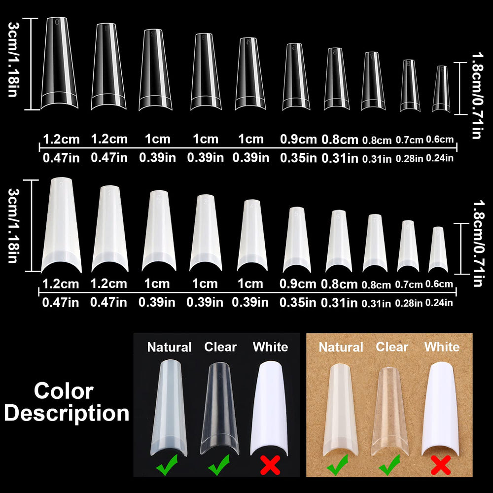 FEBSNOW pointes d’ongles coffins ballerina naturelles translucides pour extensions propres.