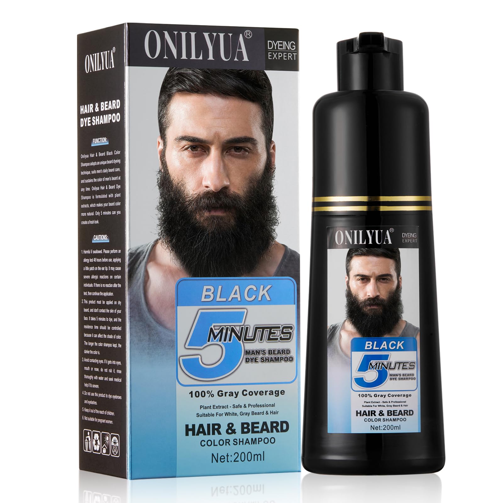 Fedulili: bouteille teinture barbe noir, couleur rapide et naturelle en 5 minutes.