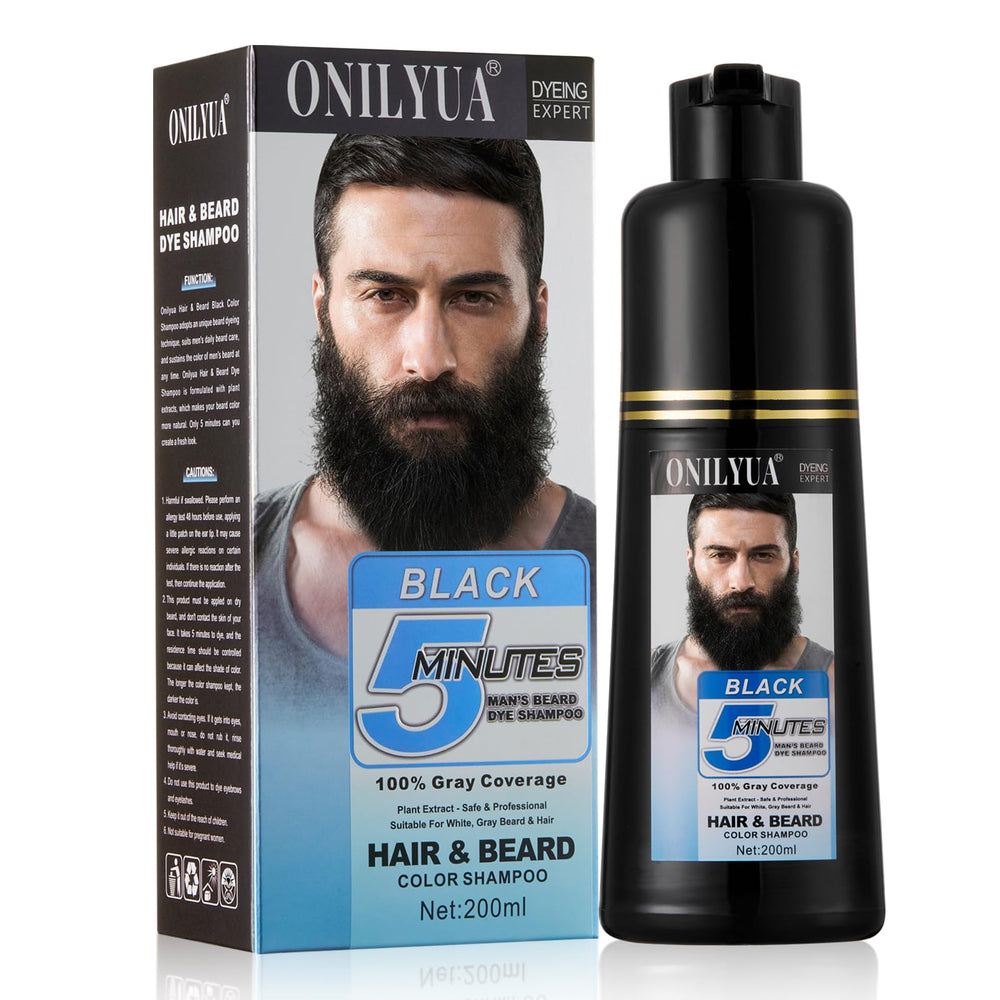 Fedulili: bouteille teinture barbe noir, couleur rapide et naturelle en 5 minutes.