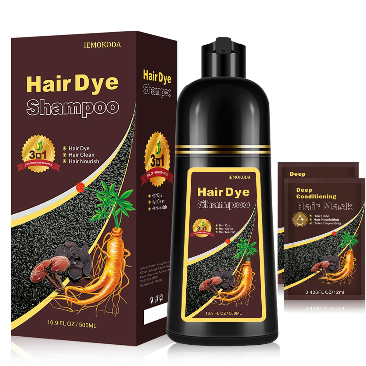 Fedulili Shampoing colorant brun instantané – couverture fiable des cheveux gris.