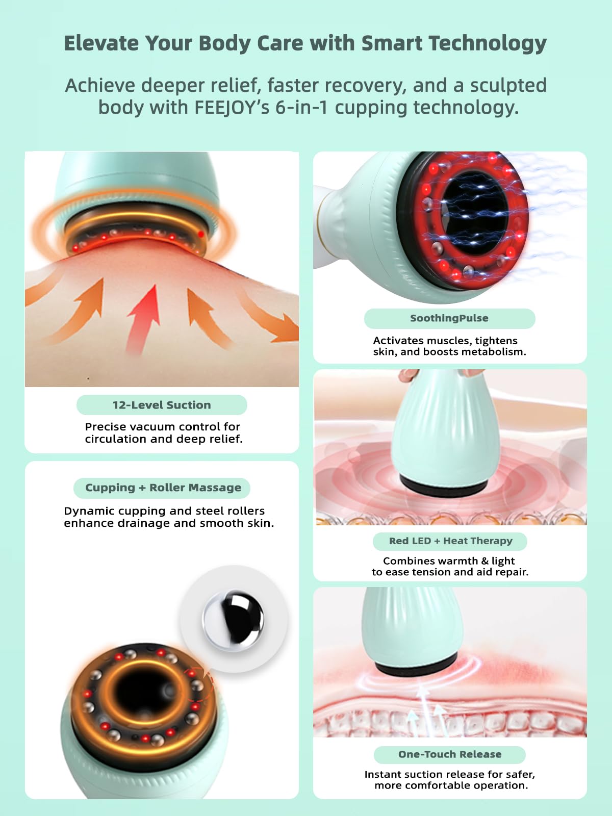 FEEJOY Aspiration reglable 12 niveaux pour tout le corps