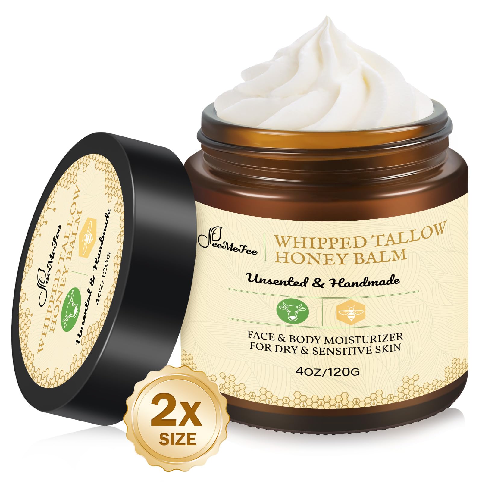 FeeMeFee beef tallow face jar close-up showing rich moisturizer for daily hydration