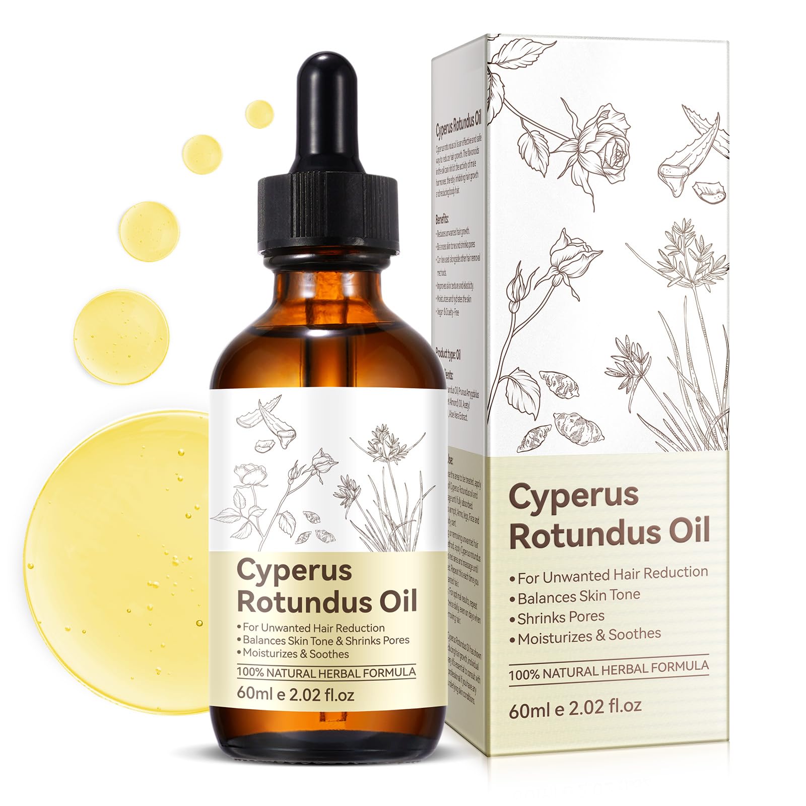 FEISIDUNWSF huile cyperus-rotundus bouteille : soin après épilation pour peau douce.