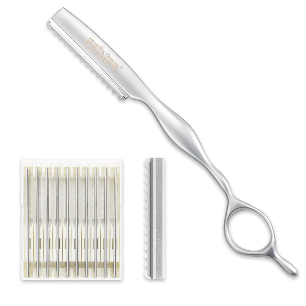 FEISIER rasoir-texturage acier inoxydable, prise ergonomique pour un style précis.