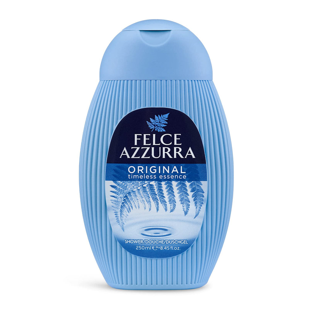 Felce Azzurra Original, bouteille-douche-veloute, apporte douceur et hydratation à la peau.