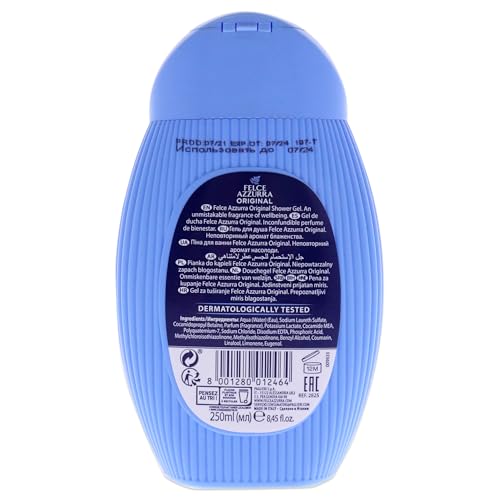 Étiquette Felce Azzurra Original, emballage soigné reflétant l’expérience premium.