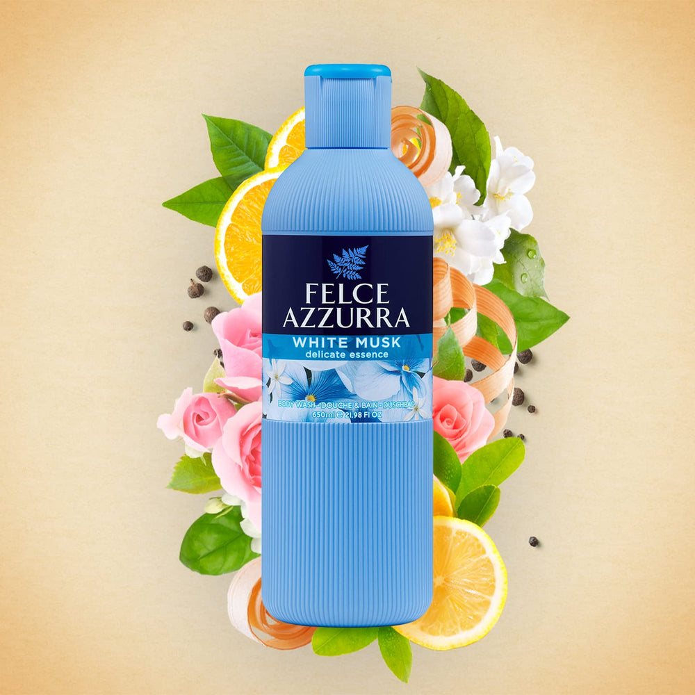 Felce Azzurra White Musk, expérience parfumée en salle de bain pour un moment rafraîchissant.