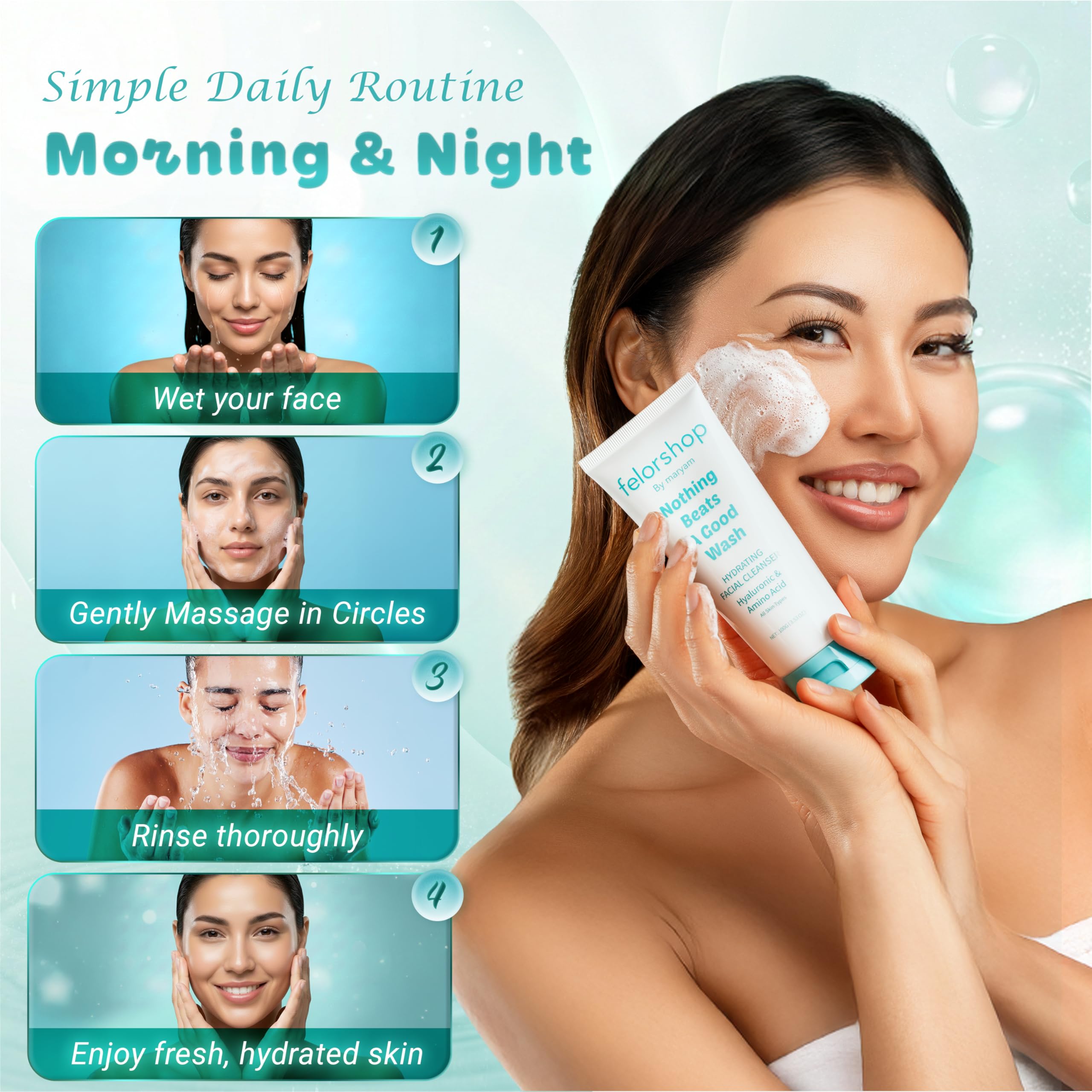 Felor par Maryam: texture crème semi-solide, nettoyage en douceur sans dessécher.