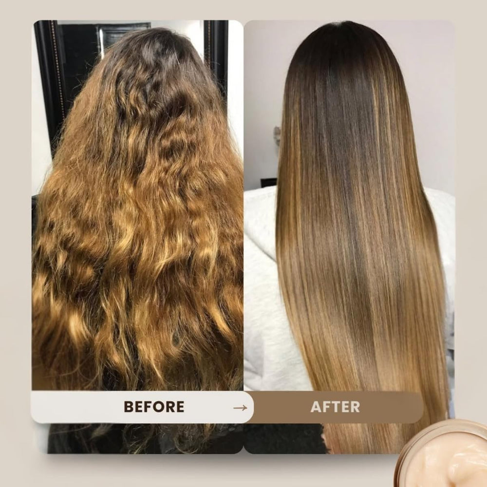 Texture crème dense du masque Marula Felps Professional pour cheveux soyeux.