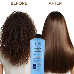Felps Professional Omega Sensitive, résultats cheveux soyeux et lisses après traitement.