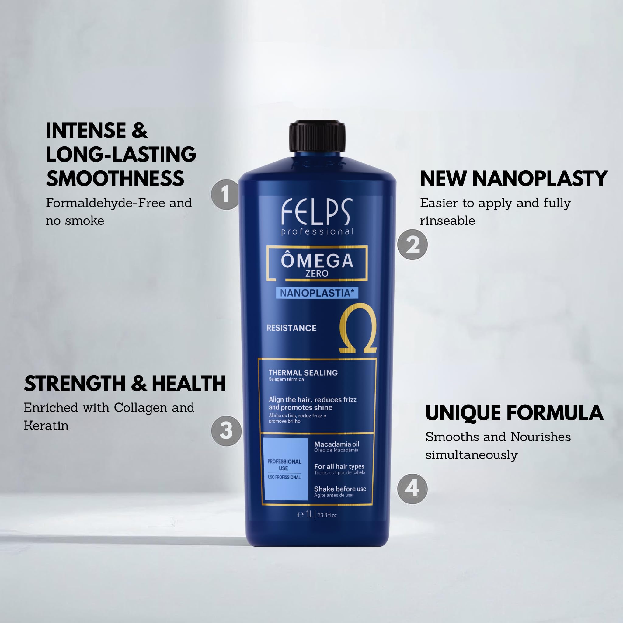 Felps Professionnel Omega Zero, résultats lumineux et douceur, effet revitalisant.