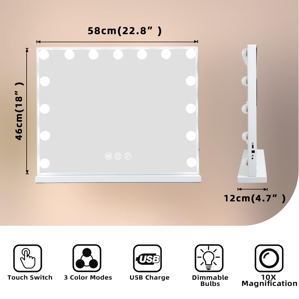Loupe amovible 10x pour un détail précis lors du maquillage.