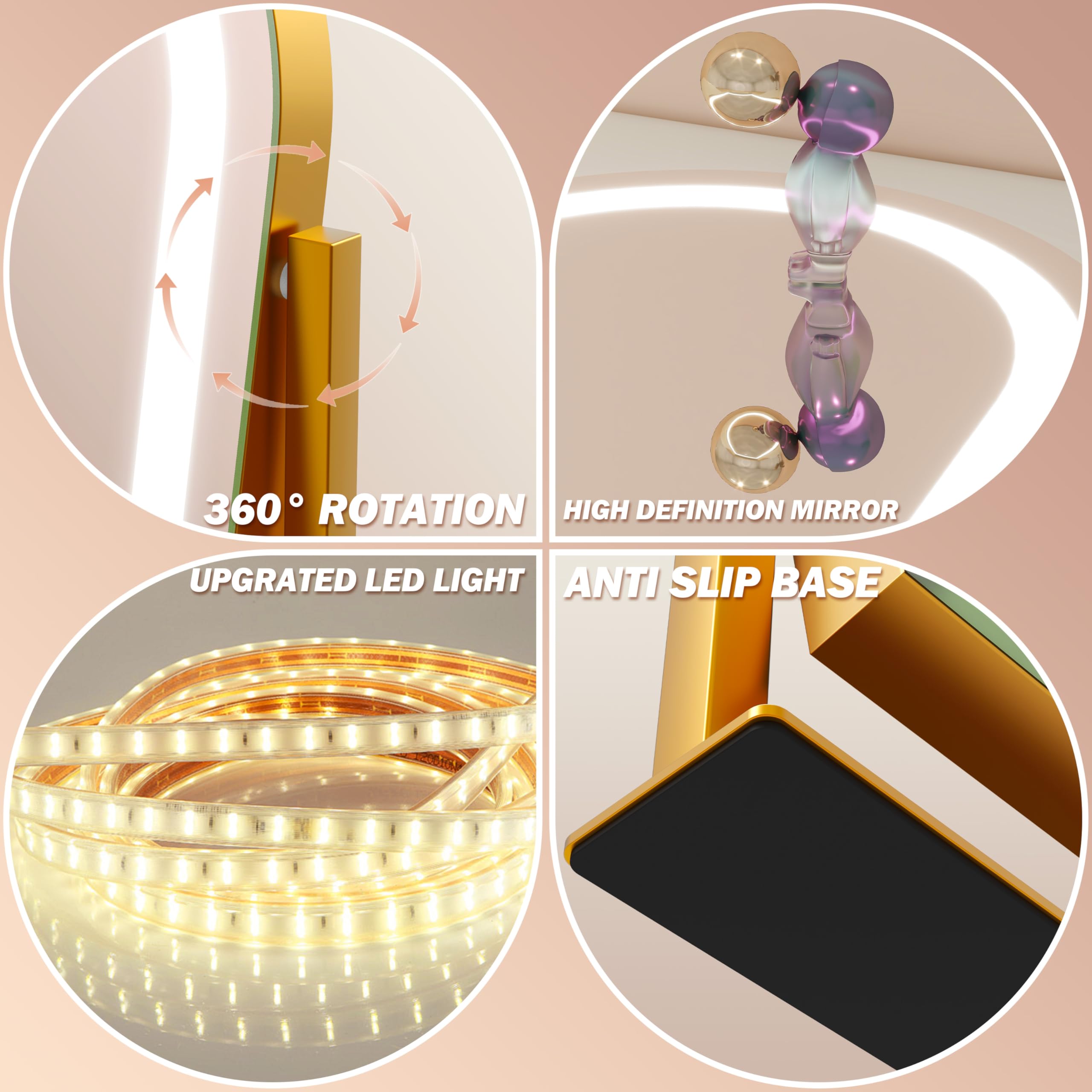 Idée cadeau élégante pour anniversaire ou fêtes avec miroir lumineux FENNIO